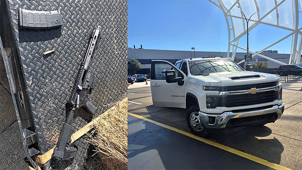 Billy Cagle's truck and an AR-15 allegedly found in his vehicle